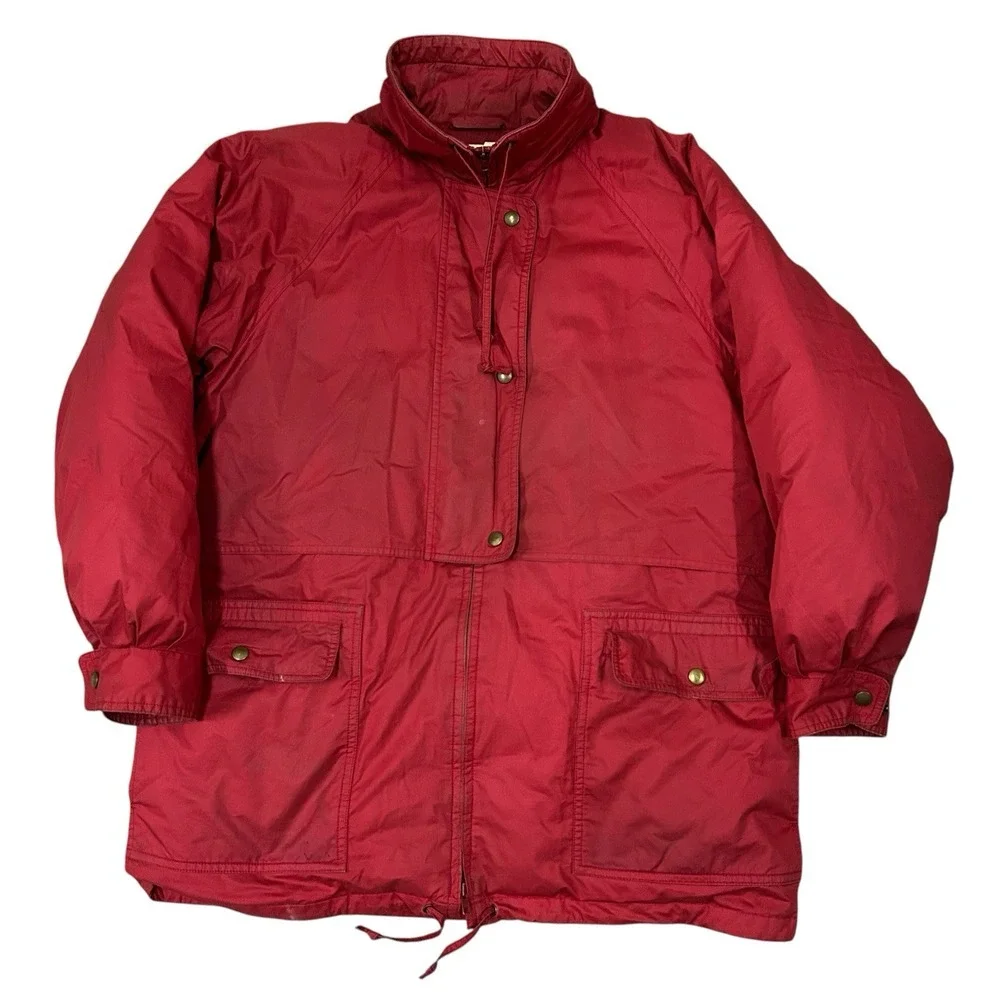 Vintage Eddie Bauer Goose Down Puffer Jacket Women's Large‎ Red Full Zip
